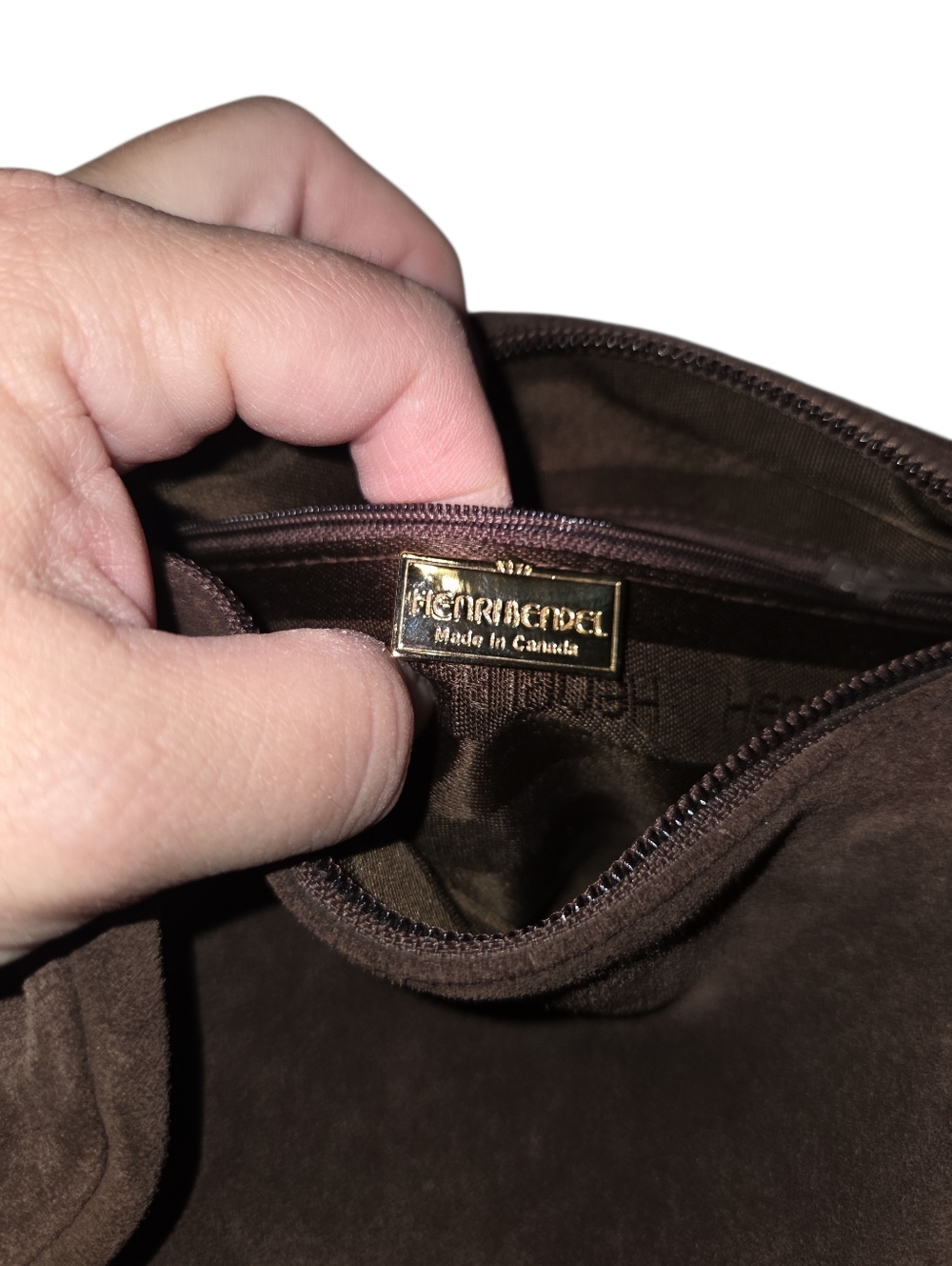 Henri Bendel Brown Suede Mini Knot-Handle Shoulder Bag - Picture 10 of 11